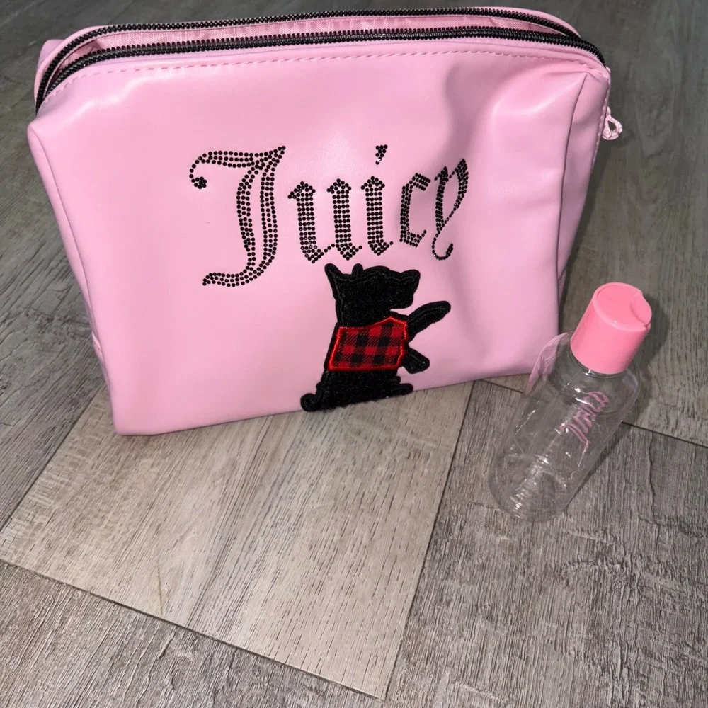 Juicy couture pink black‎ dog cosmetics bag make up purse new no tag